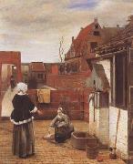 Pieter de Hooch A Woman and her Maid in a Coutyard (mk08) china oil painting reproduction